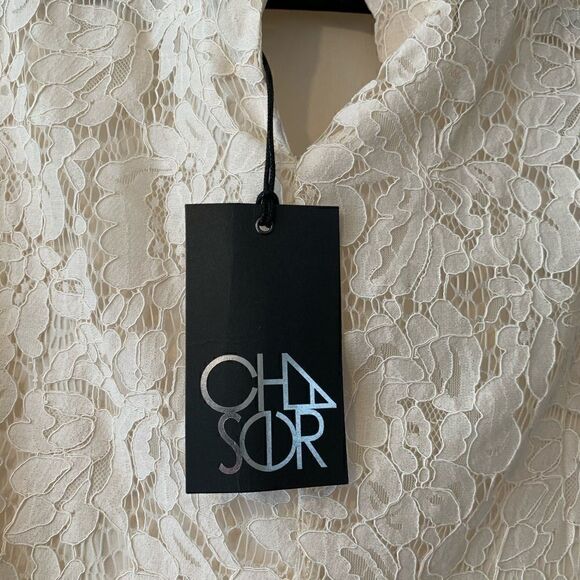 NWT Chaser Lace Mock Neck Flouncy Mini Dress Medium - Picture 6 of 7